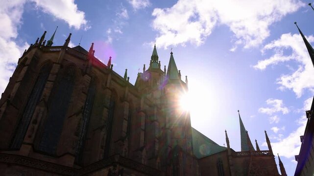 historic churches of erfurt germany in the sun 4k video