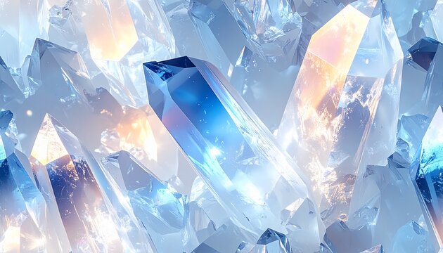 虹色に輝く水晶結晶密集テクスチャ背景