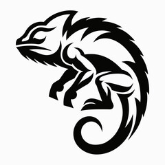 Obraz premium Black lizard icon, reptile silhouette, animal logo, monochrome illustration