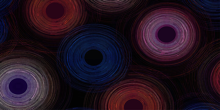 Colorful abstract spiral vortex with swirling circles and vibrant fractal patterns