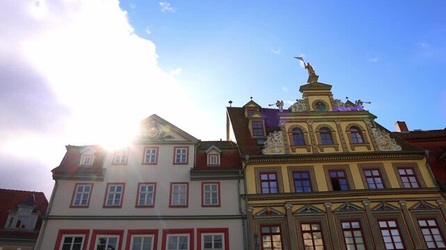 historic erfurt cityscape in germany in spring 4k video