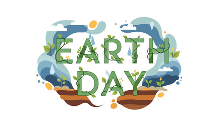 Naklejka premium Earth Day celebration logo with eco friendly elements.