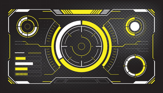Futuristic Sci-Fi HUD Gaming Interface and Tactical Screen Elements