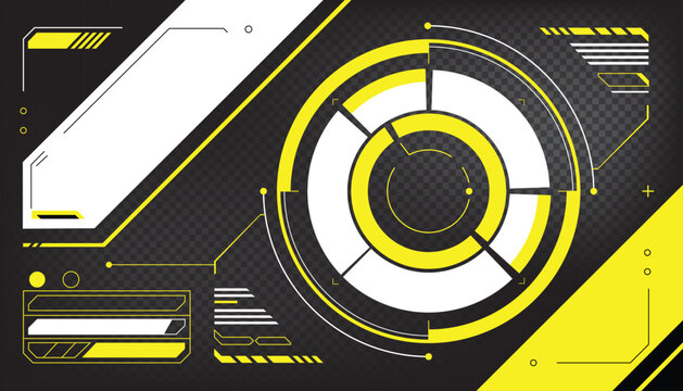 Futuristic Sci-Fi HUD User Interface Elements with Circular Gauge