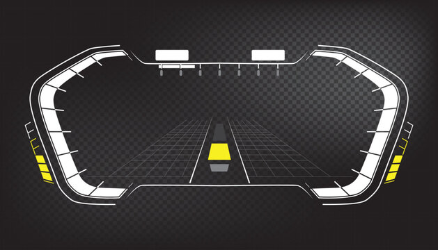 Futuristic Digital Car Dashboard Interface HUD Vector Concept