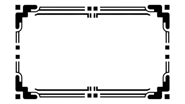 Art deco geometric frame vector illustration with black lines and squares for vintage invitation or certificate design