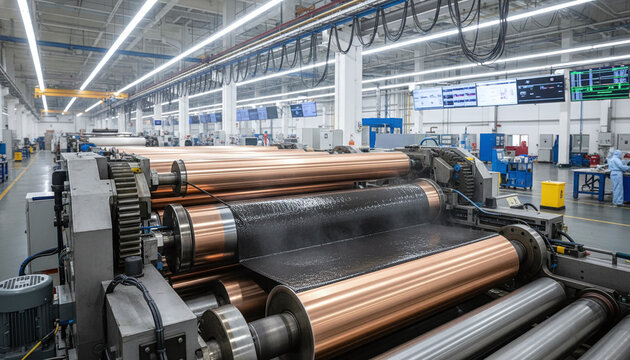 Industrial roll to roll battery electrode coating machine with copper foil