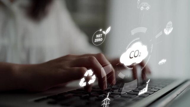 Net zero goals and CO2 reduction strategy driving sustainability, green energy integration, net zero emissions policies, and climate-friendly sustainability solutions for business and society. Muxer