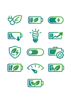 Saving power switch battery vector efficiency toggle generation mode icon leaf simple