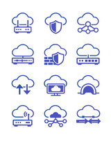 Fototapeta premium Tunnel balancer cloud vector gateway icon router load network icons firewall