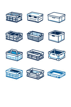 Container fabric vector fold icon cube simple bin image collapsible crate generation