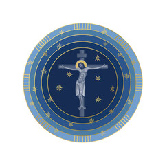 Fototapeta premium Good Friday. Starry sky round illustration in Byzantine style