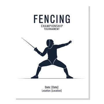 Fencing Championship Tournament Silhouette - Athlete in Action with Sword
