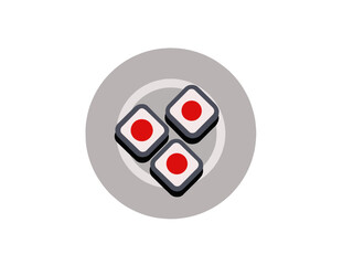 Minimalist Sushi Rolls Flat Illustration on a Plate © Fitri