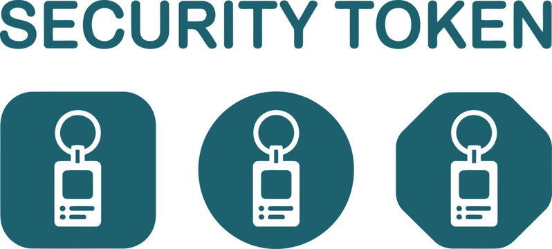 Security Token Icon Set for Digital Authentication and Access Control Systems
