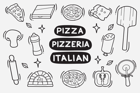 set of pizza doodle good for background, wallpaper, element design, icon, etc