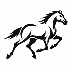Obraz premium Black horse silhouette, running horse icon, vector horse illustration, equine design element