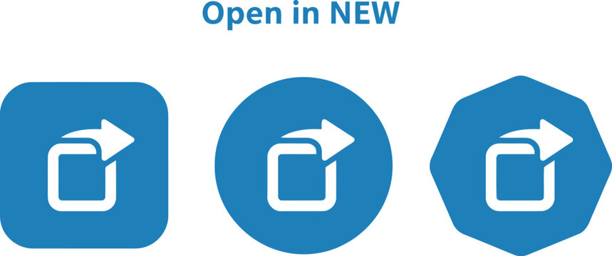 Blue Open in New Tab Icon Set for Web and App User Interface Design
