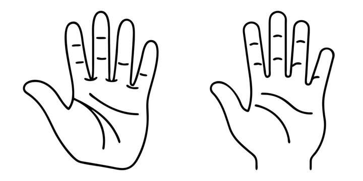 Simple black and white drawing of two hands palm facing forward