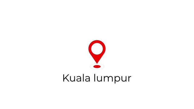 gps map marker animation bouncing pin with wave ripple kuala lumpur location.