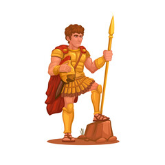 Obraz premium Alexander the Great Historical Warrior with Spear Illustration Vector