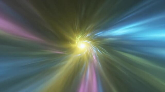 Abstract Hyperspace Jump Through Colorful Wormhole Tunnel in Space, Light Speed Travel.