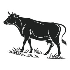 Fototapeta premium Cow Silhouette Vector Illustration for Farm Animal and Agriculture Design