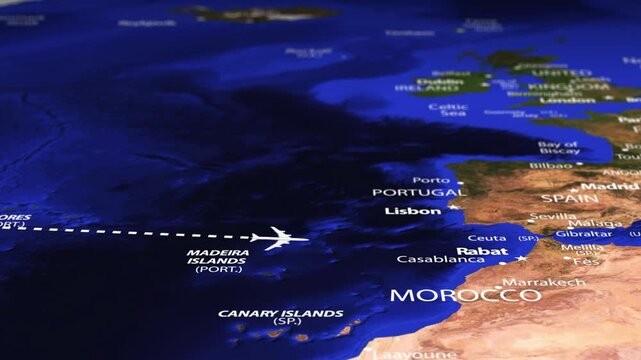 Flight From New York USA to Tripoli LIBYA with flag pins