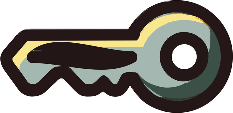 A minimalist key icon with sharp contours and solid industrial colors on a pure white background symbolizes new beginnings in a clean, professional context