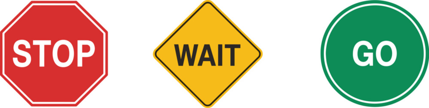 Stop Wait Go Traffic Signs vector illustration