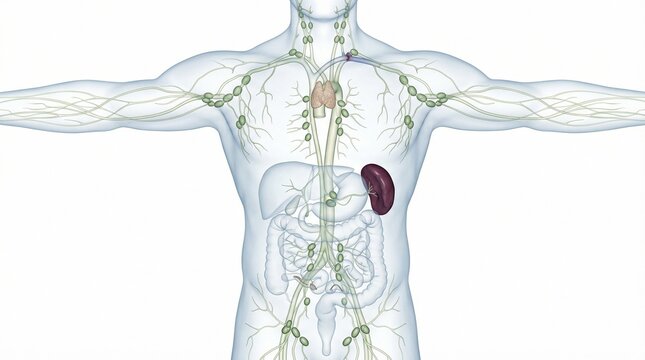 Comprehensive Illustration Of The Human Lymphatic System Featuring Lymph Nodes Spleen Thymus And Immune Pathways