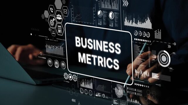 Business Metrics Analysis with Analytics Dashboard and Digital Data Visualization on Laptop Screen. Asymptotic smart data analytic.