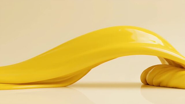 Mesmerizing Yellow Slime Stretching and Flowing on a Clean Surface.
