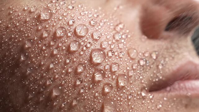 Hydration Skin Concept with Water Droplets on a Woman Face