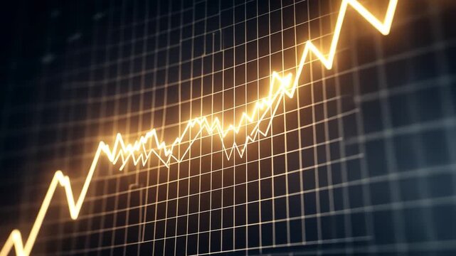 Golden Line Chart Showing Positive Trend with Glowing Effect
