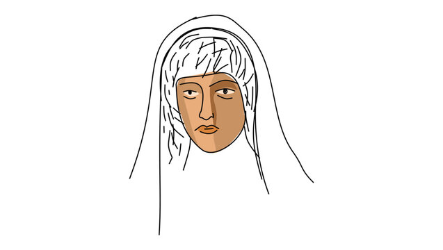 Hestia portrait, flat vector illustration