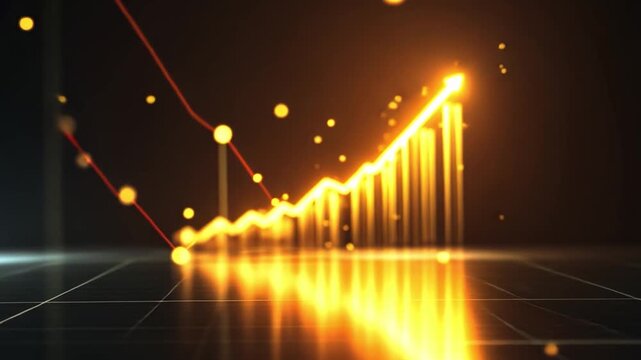 Abstract Financial Data Visualization with Colorful Line Graph