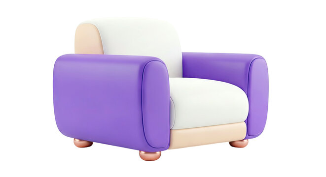 Modern armchair with purple arms and white seat