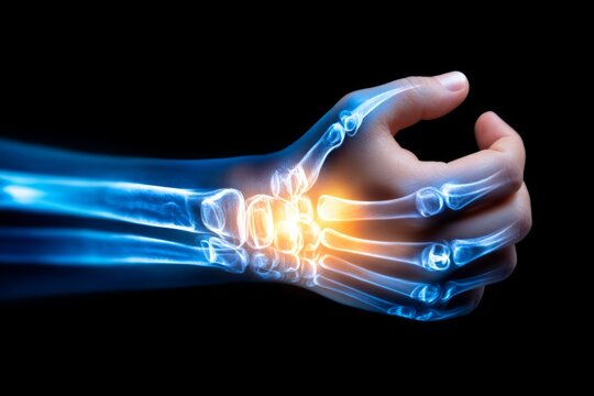 Side View of Human Forearm Bones with Subtle Gradient Effect on Ray and Wrist Area
