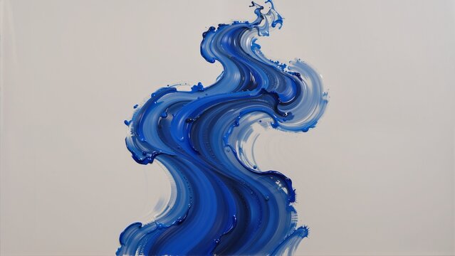 Abstract blue paint swirl on white background