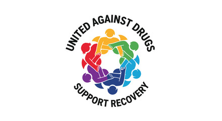 Fototapeta premium United Against Drugs Support Recovery Logo Illustration
