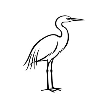 Logotipo con dibujo minimalista con l&iacute;neas de una grulla vista de perfil	
