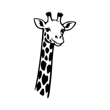 Logotipo con dibujo minimalista con l&iacute;neas de la cabeza de una jirafa vista de frente 