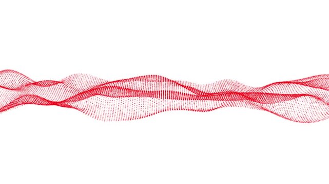 Abstract red wavy digital sound wave animation on white background motion audio data frequency spectrum
