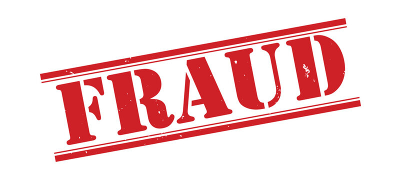 A bold red stamp declares the word fraud with strong visual impact conveying a sense of warning and deception silhouette high quality professional