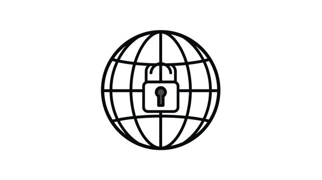 Black and white vector illustration of a rocket and an egg shaped as a global internet symbol icon with a 3d earth globe planet design for a business website logo