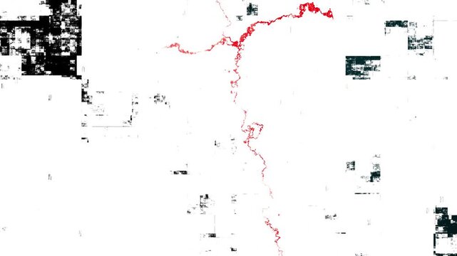 Black white glitch texture cracked distortion lines, pixel blocks scattered digital artifacts. Abstract corrupted screen effect creates damaged signal aesthetic for transitions, overlays, cyber themes