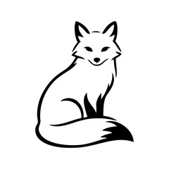 Logotipo con dibujo minimalista con líneas de un zorro sentado de perfil, con la cabeza girada mirando al frente  © teracreonte
