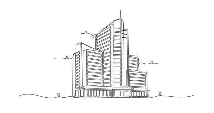 High rise commercial building complex in downtown urban area. No editable stroke