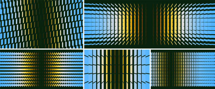 An image of multiple rectangular and square shapes with transition effects. Dynamic gradient background. Cover design template. Vector for brochure, poster, cover, card, presentation, flyer or banner.